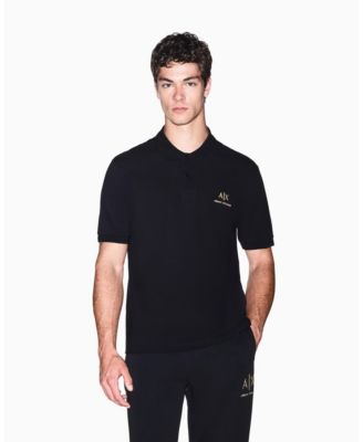 Мужская рубашка-поло A|X Armani Exchange Black And Gold Short Sleeves Pique