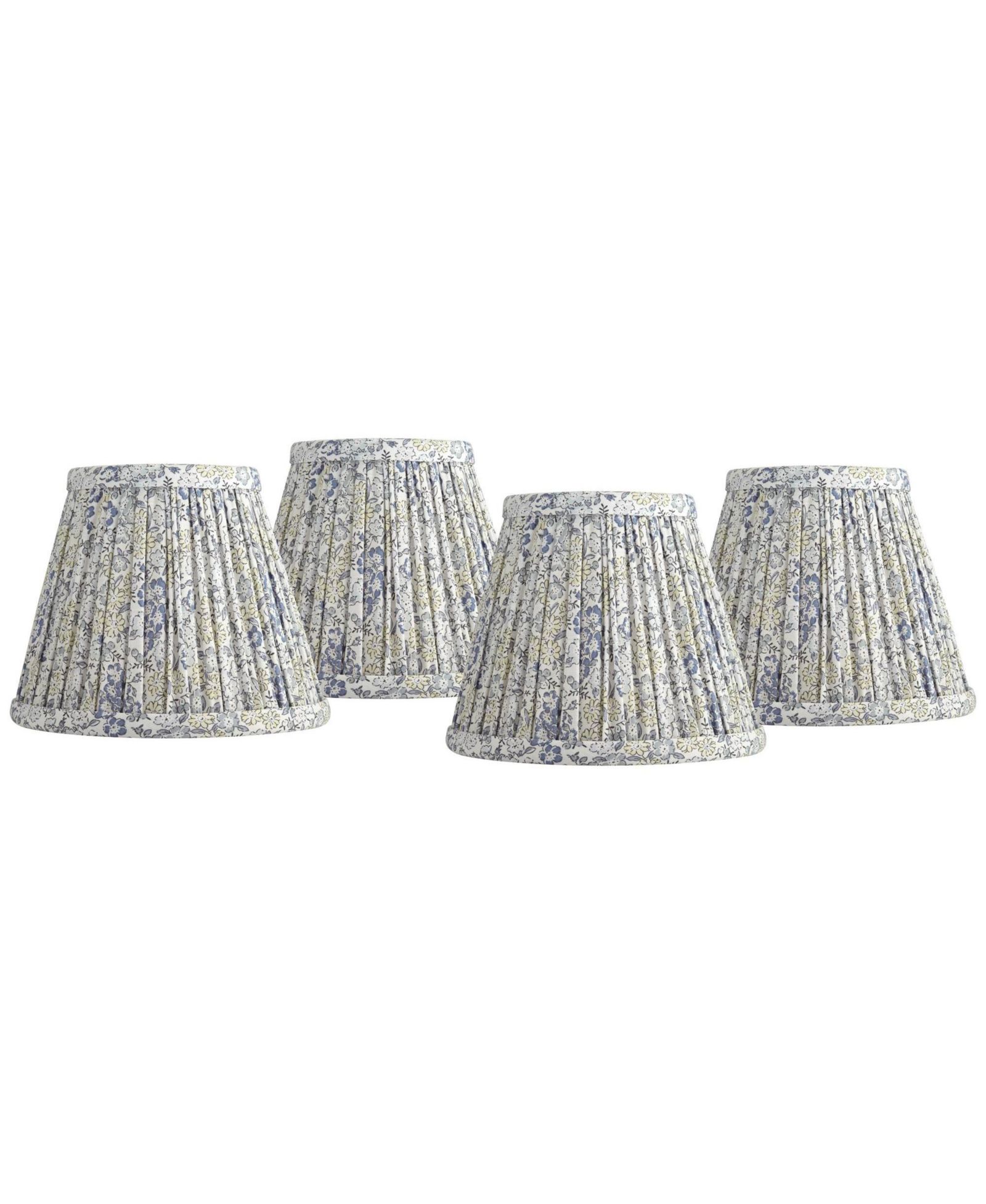 Springcrest Nelle 3 1/2" Top x 6" Bottom x 5" High x 5" Slant Print Lamp Shade Replacement Set of 4 Pleated Clip On Candelabra