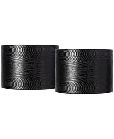 Springcrest Set of 2 Drum Print Lamp Shades Medium 15" Top x 15" Bottom x 11" Slant Spider Replacement Harp Finial Fitting
