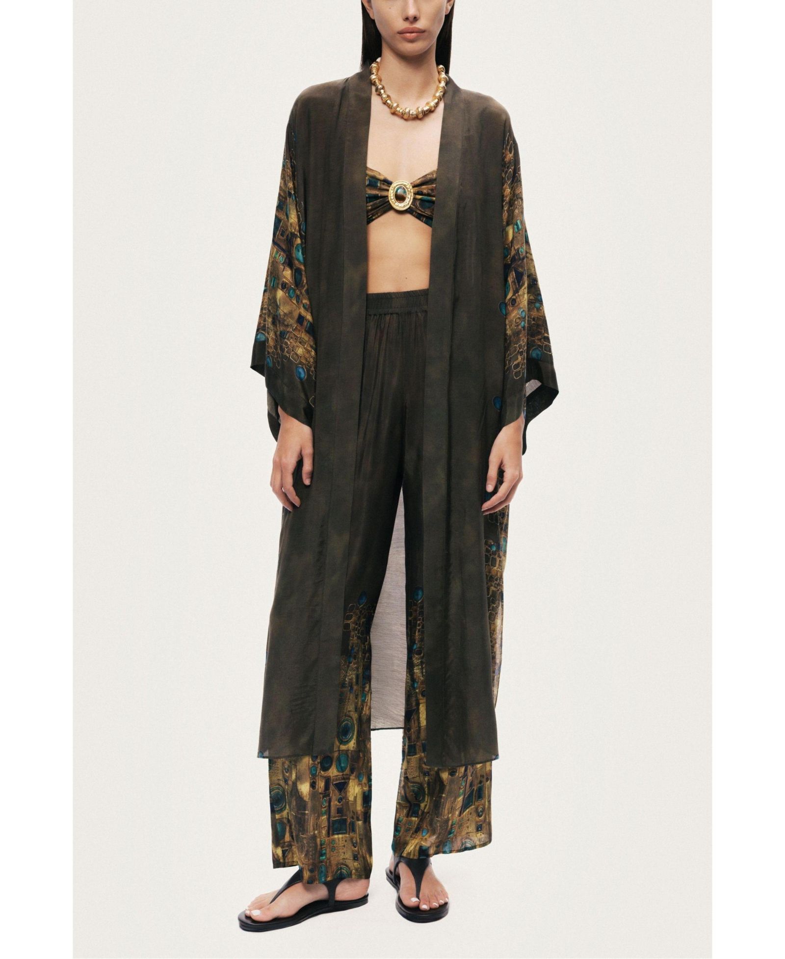 NOCTURNE Women's Printed Long Kimono