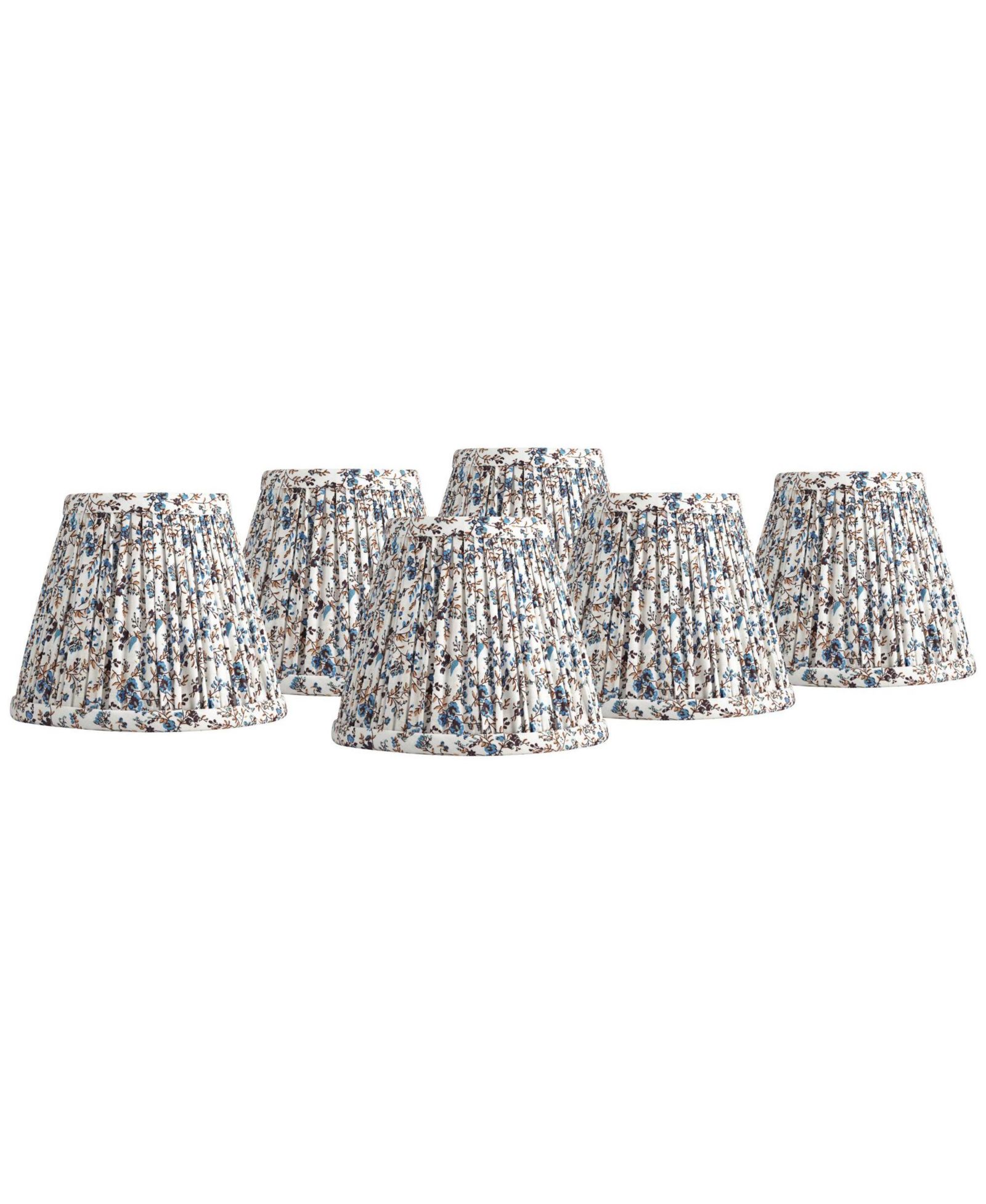Springcrest Nelle 3 1/2" Top x 6" Bottom x 5" High x 5" Slant Print Lamp Shade Replacement Set of 6 Cream Floral Clip On Candelabra