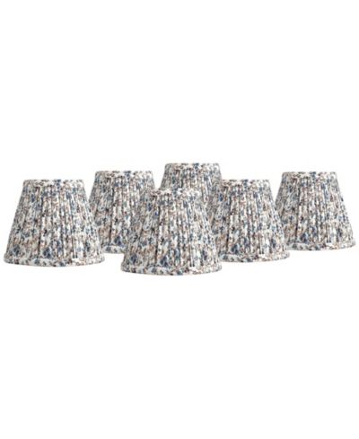 Springcrest Nelle 3 1/2" Top x 6" Bottom x 5" High x 5" Slant Print Lamp Shade Replacement Set of 6 Cream Floral Clip On Candelabra