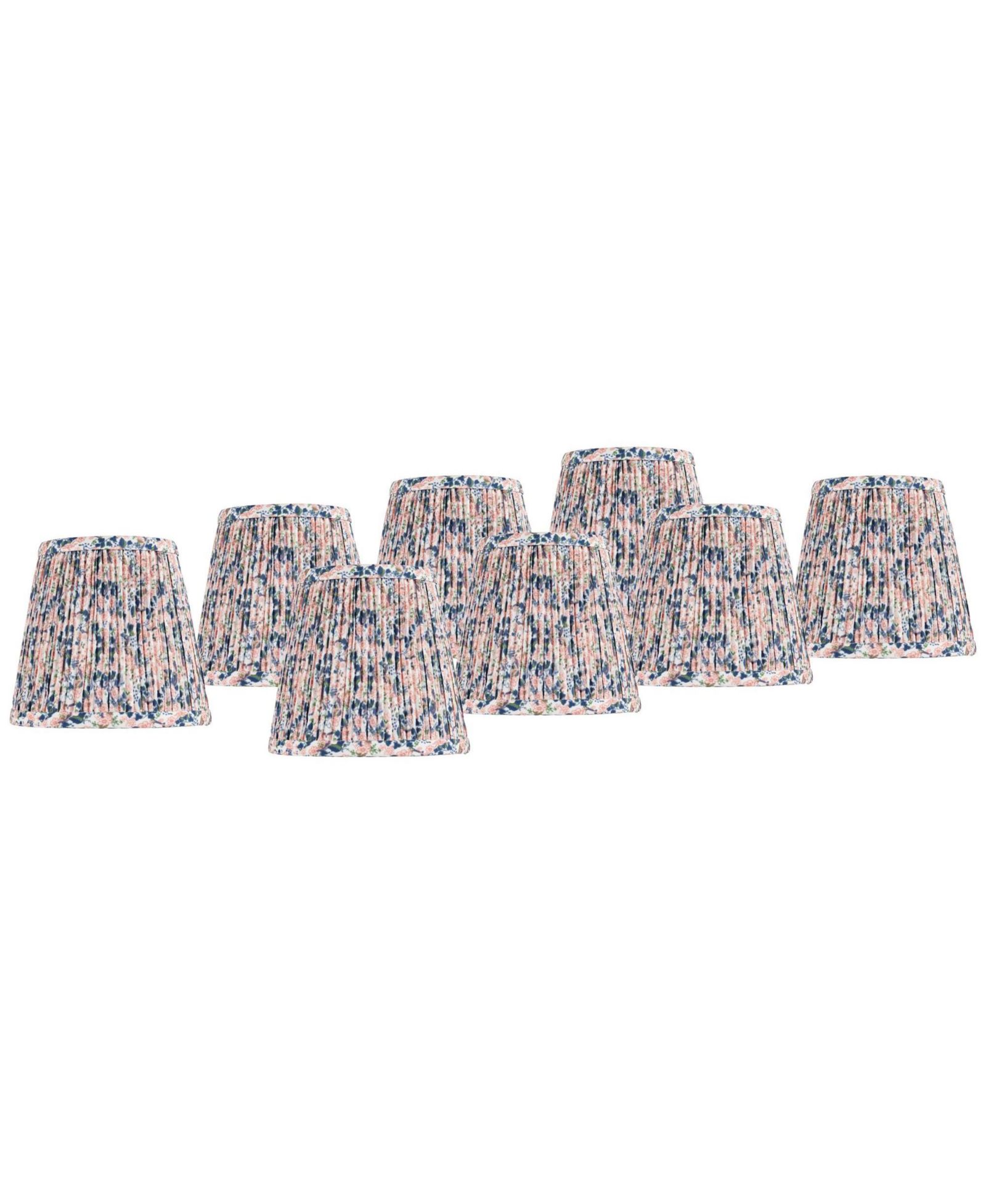 Springcrest Shirred 4" Top x 6" Bottom x 5 1/2" High x 5 1/2" Slant Print Lamp Shades Replacement Set of 8 Clip On