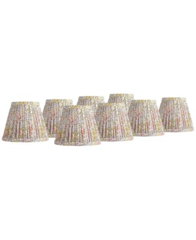 Springcrest Nelle 3 1/2" Top 6" Bottom 5" High 5" Slant Print Lamp Shade Replacement Set of 8 Pleated Clip On Candelabra