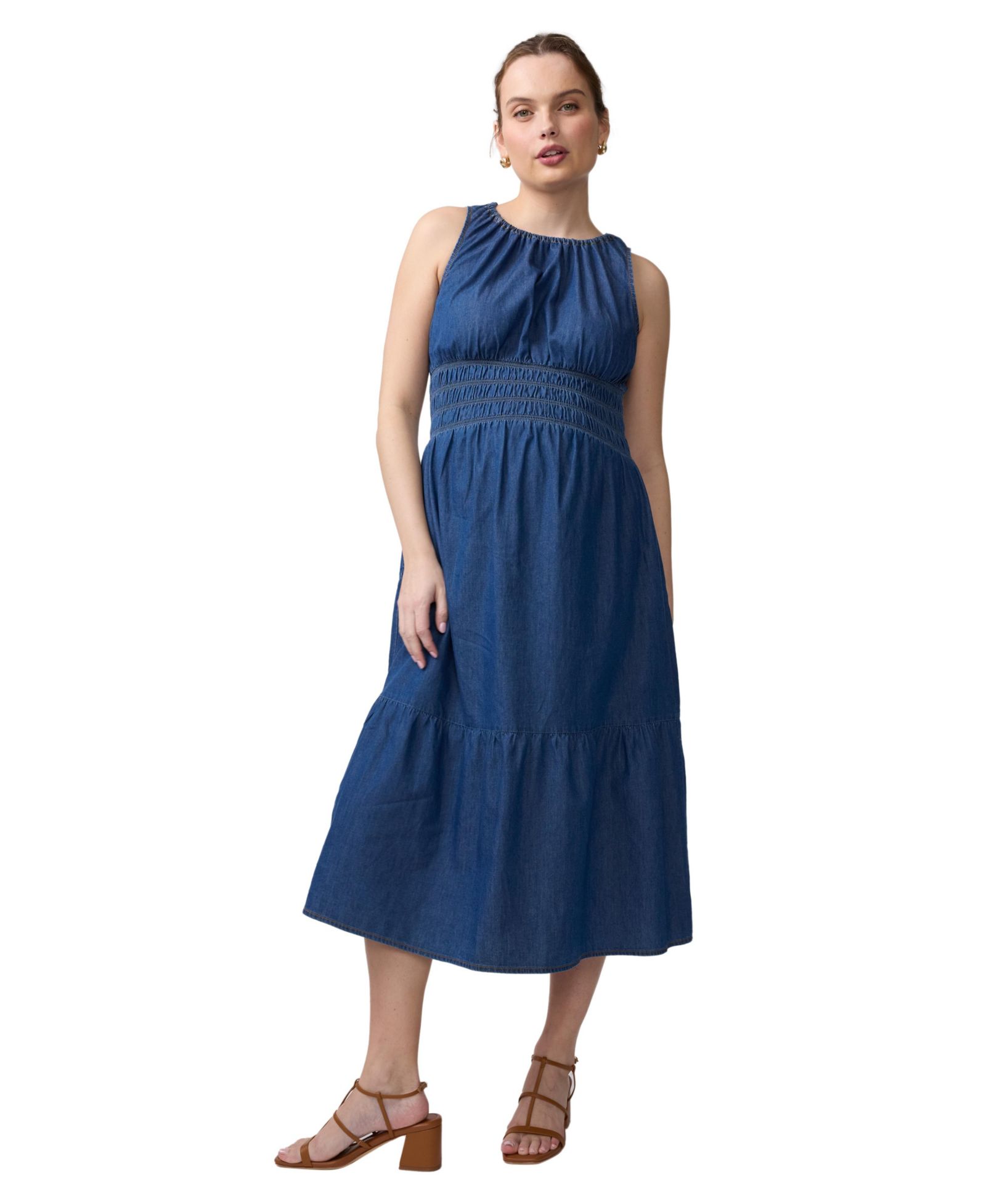 Ingrid + Isabel Женское Ingrid + Isabel Sleeveless Chambray Midi Dress