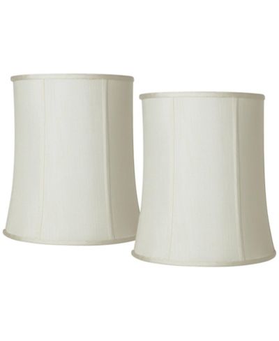 Springcrest Imperial Shade Set of 2 Tall Drum Lamp Shades Cream Medium 12" Top x 14" Bottom x 16" High Spider with Harp and Finial Fitting