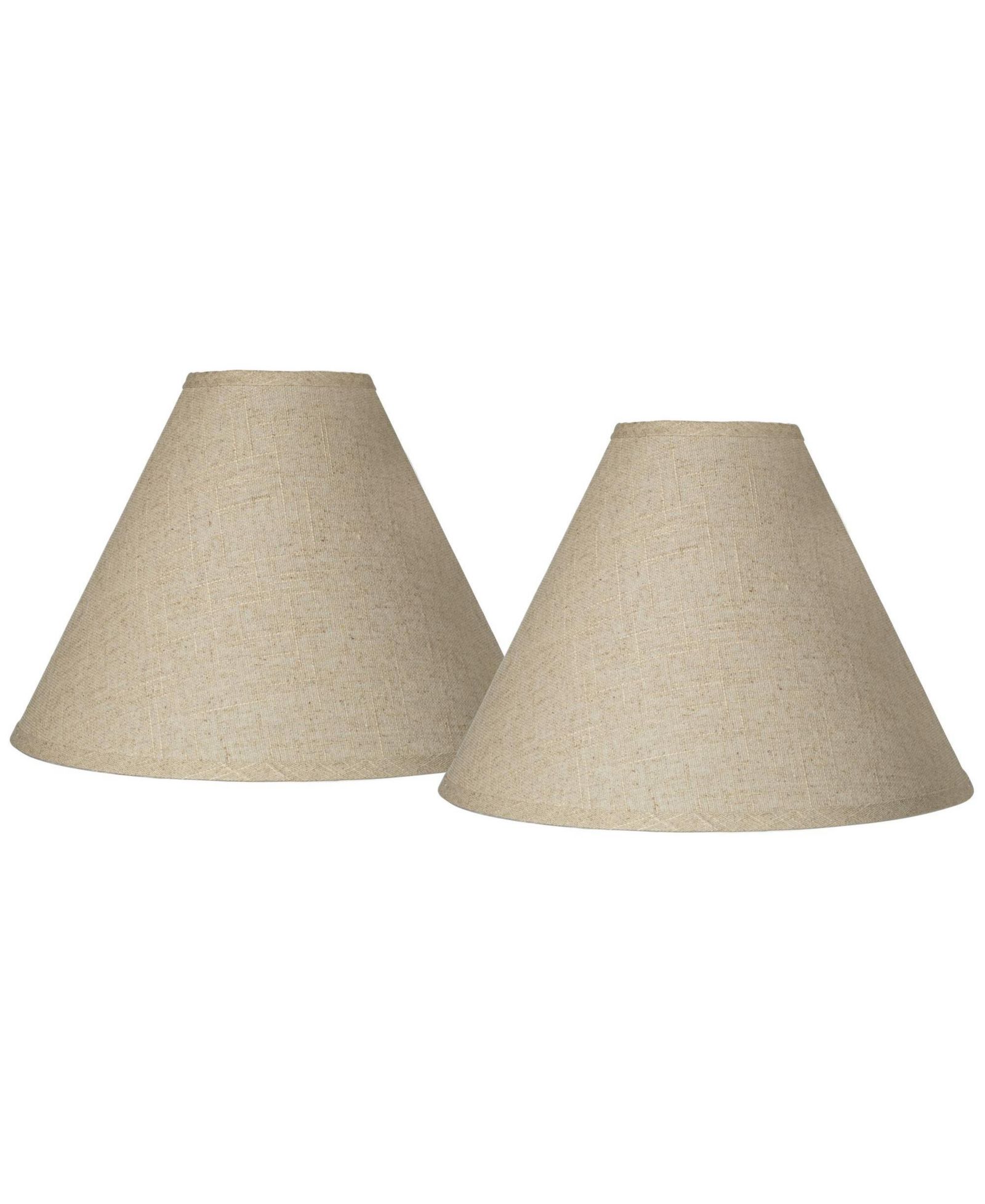 Springcrest Set of 2 Empire Lamp Shades Fine Burlap Medium 5" Top x 15" Bottom x 10.5" High Spider Replacement Harp Finial Fitting