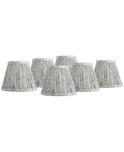 Springcrest Nelle 3 1/2" Top x 6" Bottom x 5" High x 5" Slant Print Lamp Shade Replacement Set of 6 Pleated Clip On Candelabra