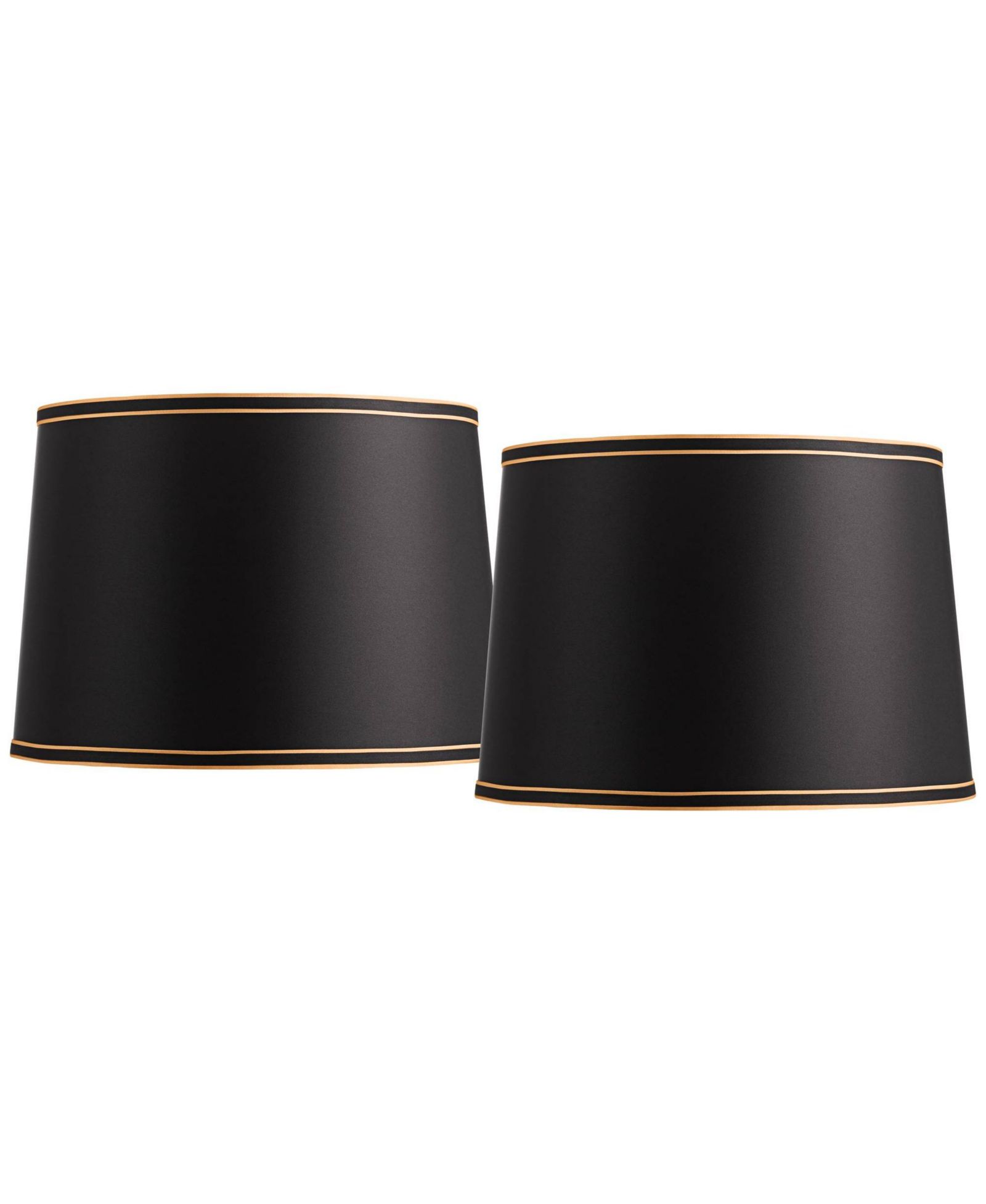 Springcrest Set of 2 Drum Lamp Shades Medium 14" Top x 16" Bottom x 11" High Spider with Replacement Harp and Finial Fitting
