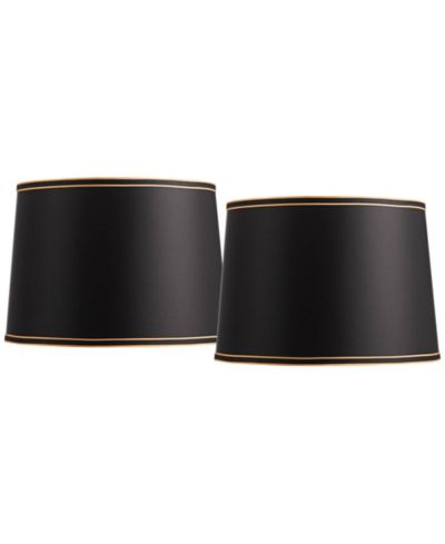 Springcrest Set of 2 Drum Lamp Shades Medium 14" Top x 16" Bottom x 11" High Spider with Replacement Harp and Finial Fitting