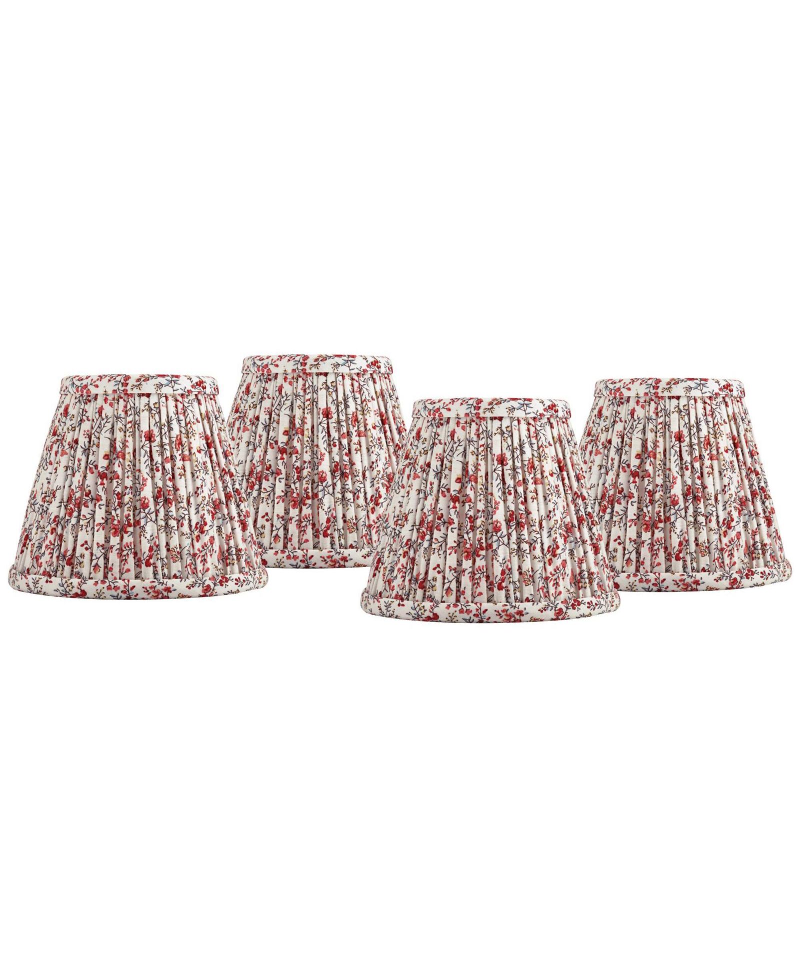 Springcrest Nelle 3 1/2" Top x 6" Bottom x 5" High x 5" Slant Print Lamp Shade Replacement Set of 4 Floral Clip On Candelabra
