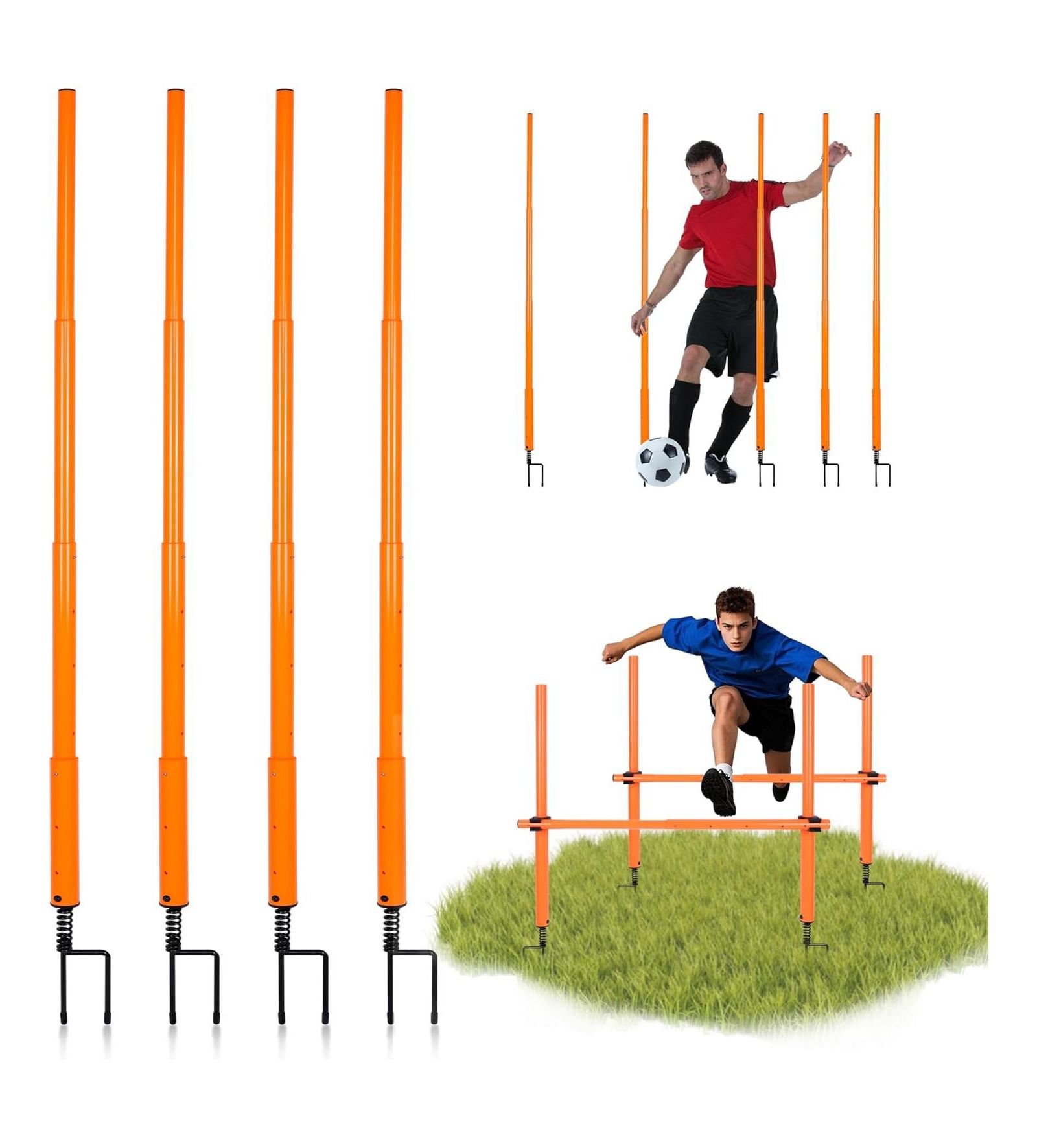 Hikeen Telescopic Length Soccer Poles Fixed and Collapsible Options Agility Training Hurdles and Football Obstacle