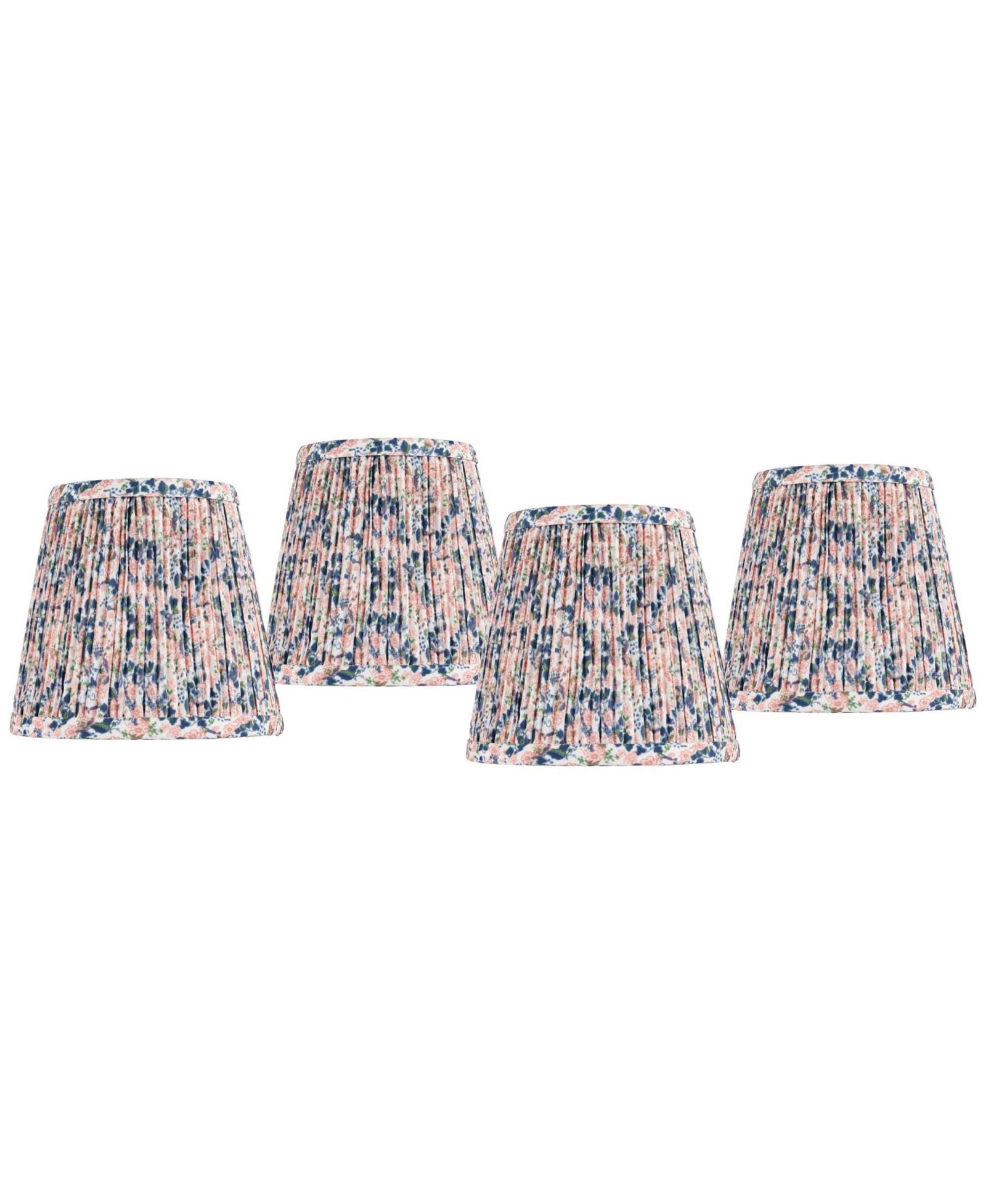 Набор абажуров Springcrest 4" Top x 6" Bottom x 5 1/2" High x 5 1/2" Slant Print Shirred Pleated Clip On