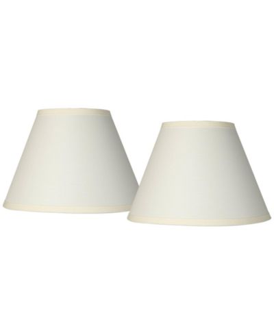 Springcrest Set of 2 Empire Lamp Shades Ivory Small 6" Top x 12" Bottom x 8" High x 8.5" Slant Clip-On Harp Finial Fitting