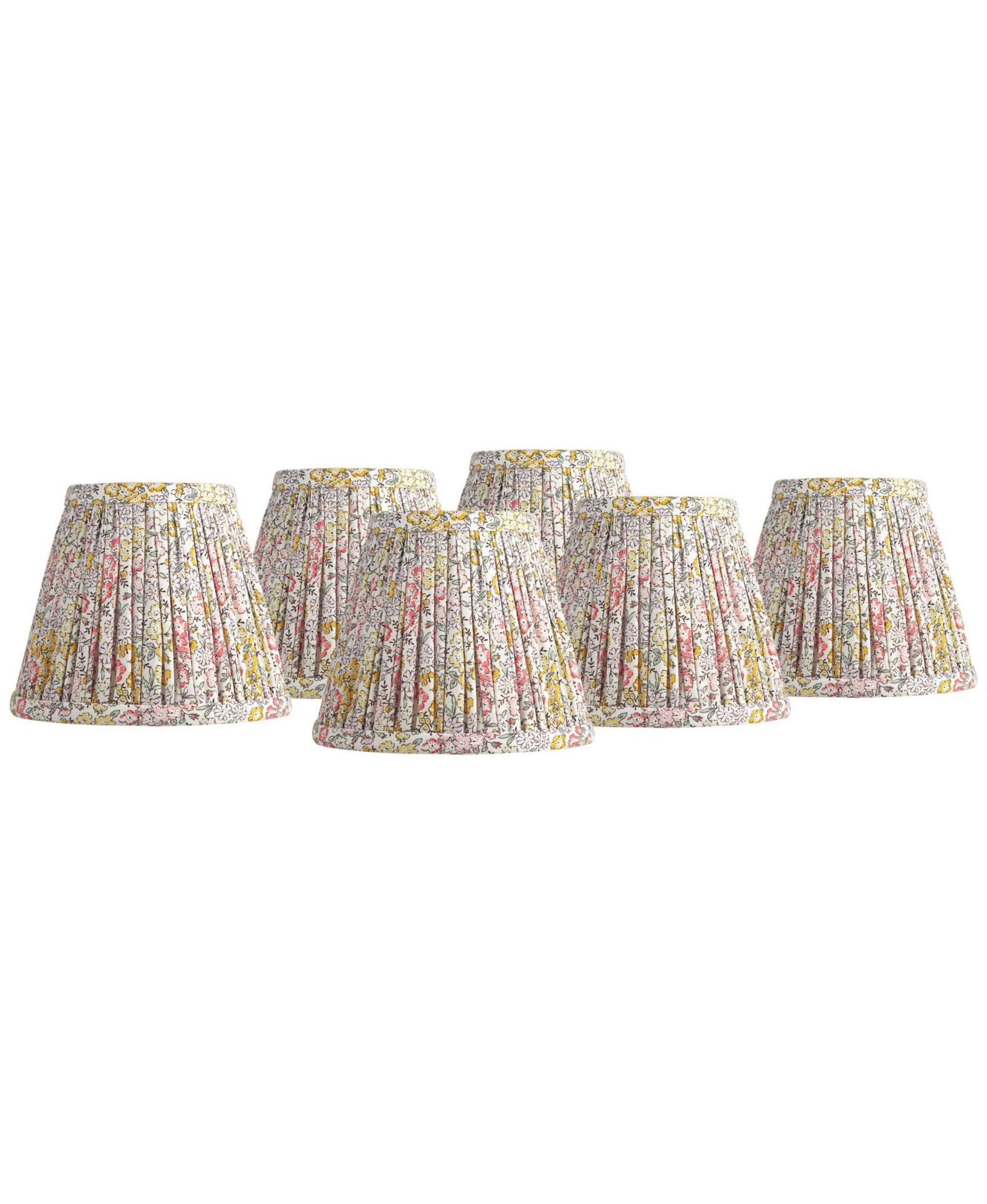 Springcrest Nelle 3 1/2" Top x 6" Bottom x 5" High x 5" Slant Print Lamp Shade Replacement Set of 6 Peach Pleated Clip On Candelabra