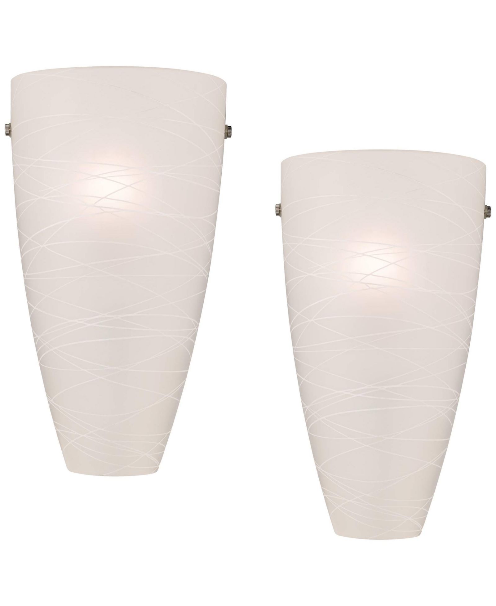 Possini Euro Design Modern Wall Light Sconces Set of 2 Striped Glass Pocket Hardwired 13 1/4" High Fixture Bedroom Bathroom
