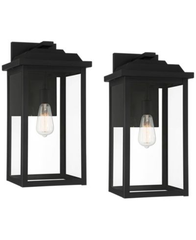 John Timberland Eastcrest Modern Outdoor Wall Light Fixtures Set of 2 Textured Metal 20 1/2" Clear Glass for Post Exterior Barn Deck