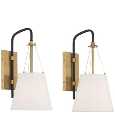 Possini Euro Design современный настенный светильник Crysta 16 3/4", теплый латунный цвет, набор из 2 штук, для спальни, жесткое подключение