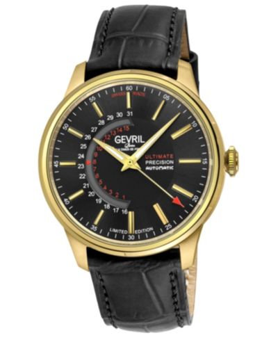 Мужские часы Gevril Guggenheim Swiss Automatic с кожаным ремешком