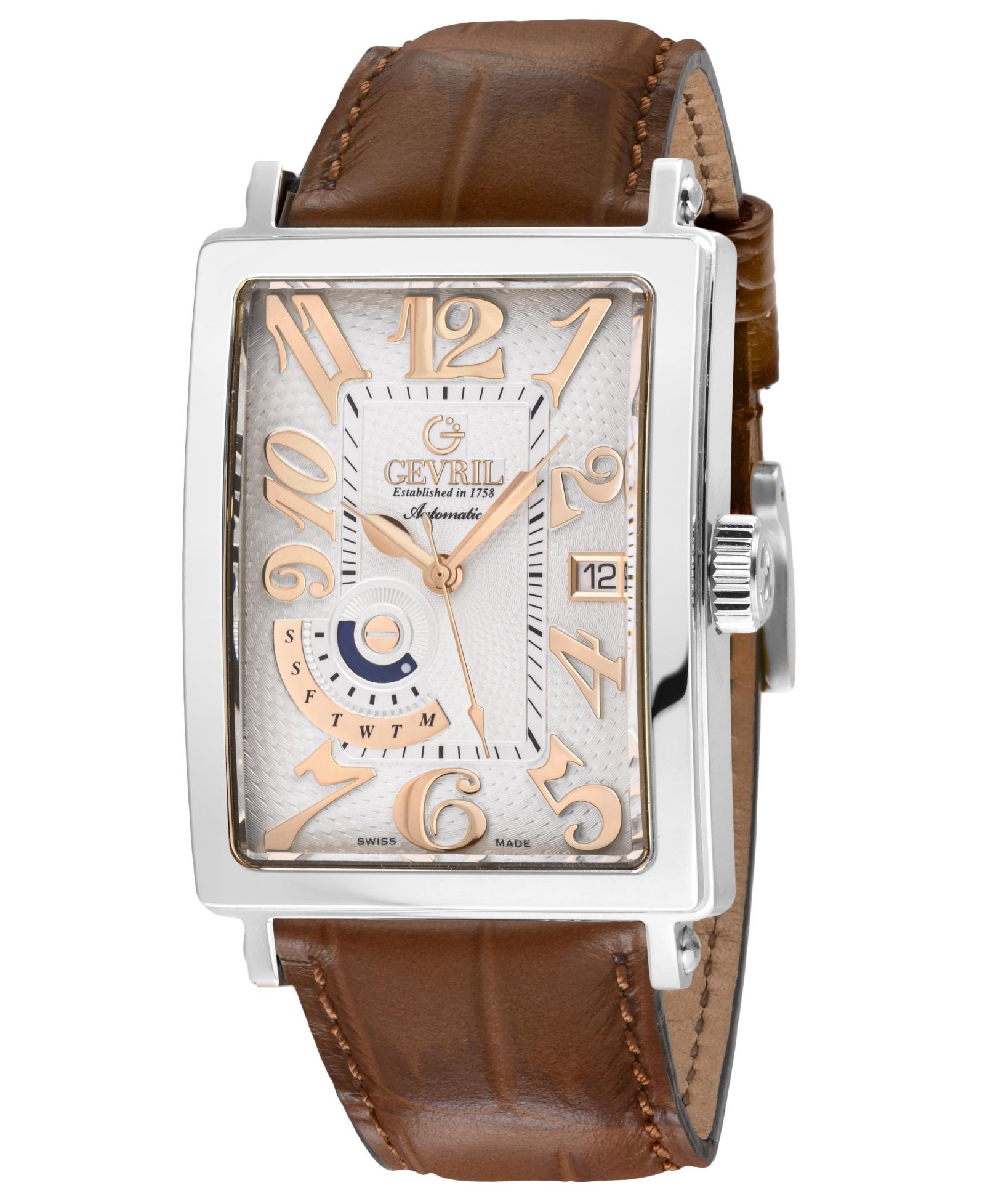 Часы Gevril Men's Avenue of Americas Swiss Automatic Italian Leather Strap