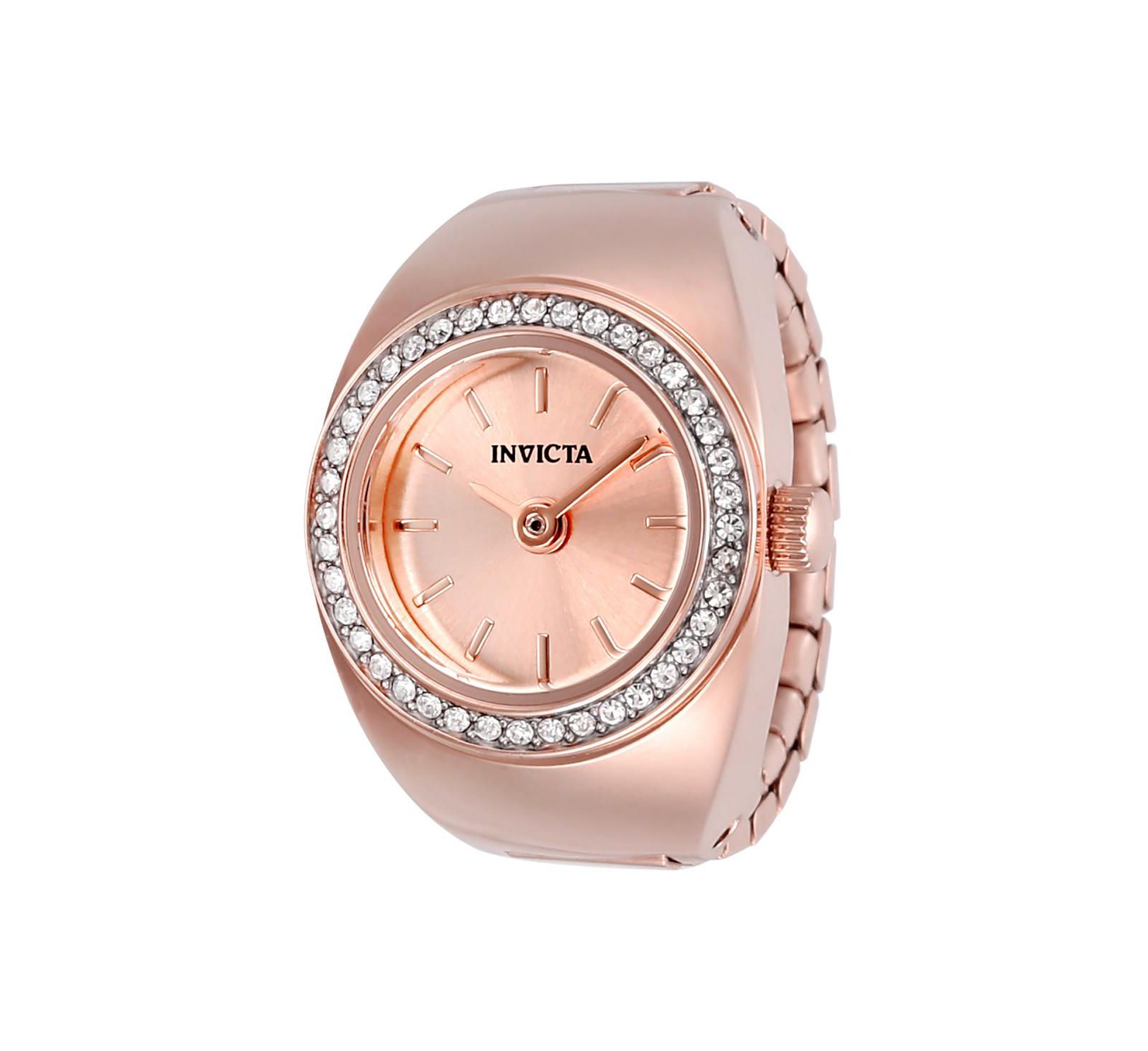 Женские кварцевые мини-часы Invicta 48945 с розовым золотом на циферблате