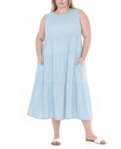 Женское миди-платье White Mark Plus Size Sleeveless Tiered Swing