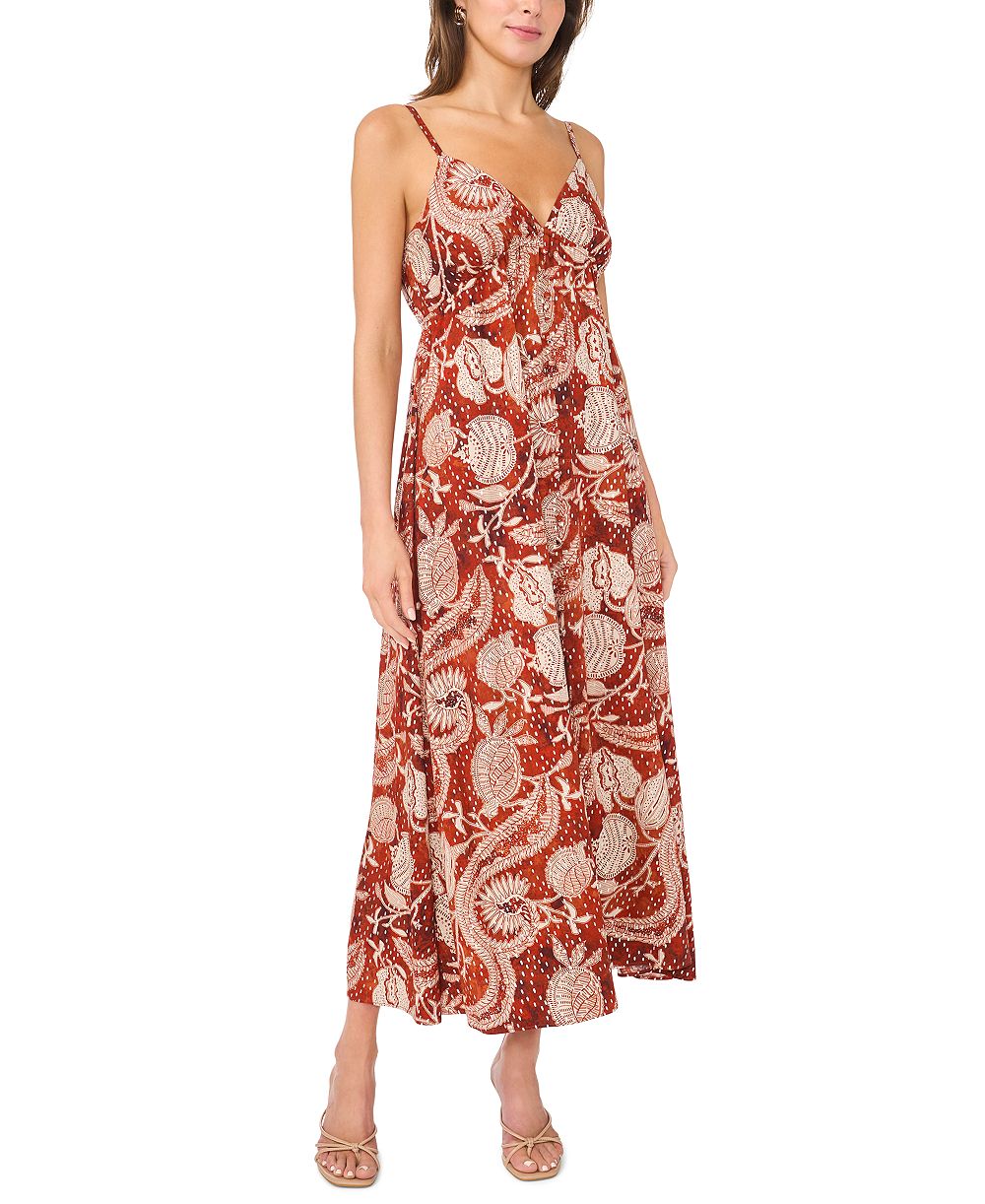 MSK Женский Paisley Print Button-Front Maxi Dress