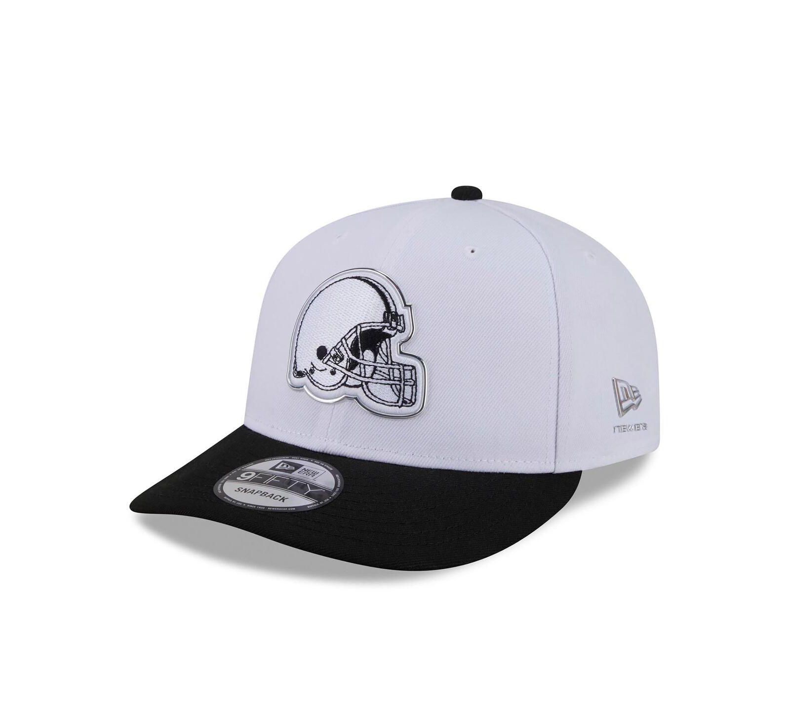 Мужская кепка New Era Cleveland Browns 2026 NFL Draft Pre-Curved 9FIFTY Snapback, белая/черная