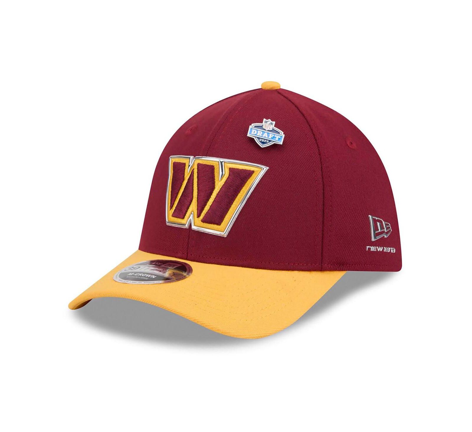 Кепка New Era Men's Burgundy/Gold Washington Commanders 2026 NFL Draft 39THIRTY M-Crown Flex