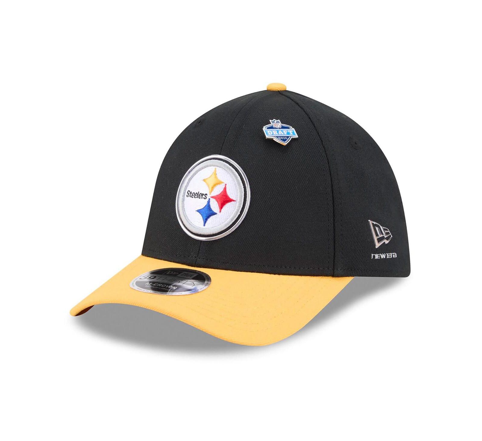 New Era Мужская кепка Pittsburgh Steelers 2026 NFL Draft 39THIRTY M-Crown Flex, черный/золотой