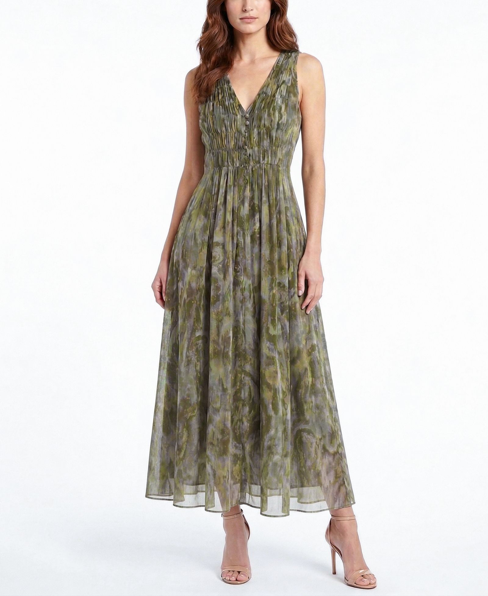Taylor Women's Shirred V-Neck Dress