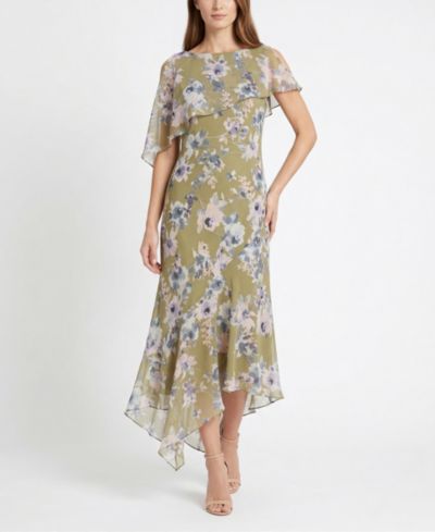 Женское Taylor Floral Print Capelet Fit & Flare Crewneck Dress