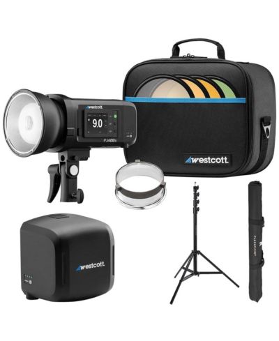 Westcott FJ400 II 400W Bi-Color Strobe, комплект с дополнительным аккумулятором FJ ProMax и стойкой для света 9.5'