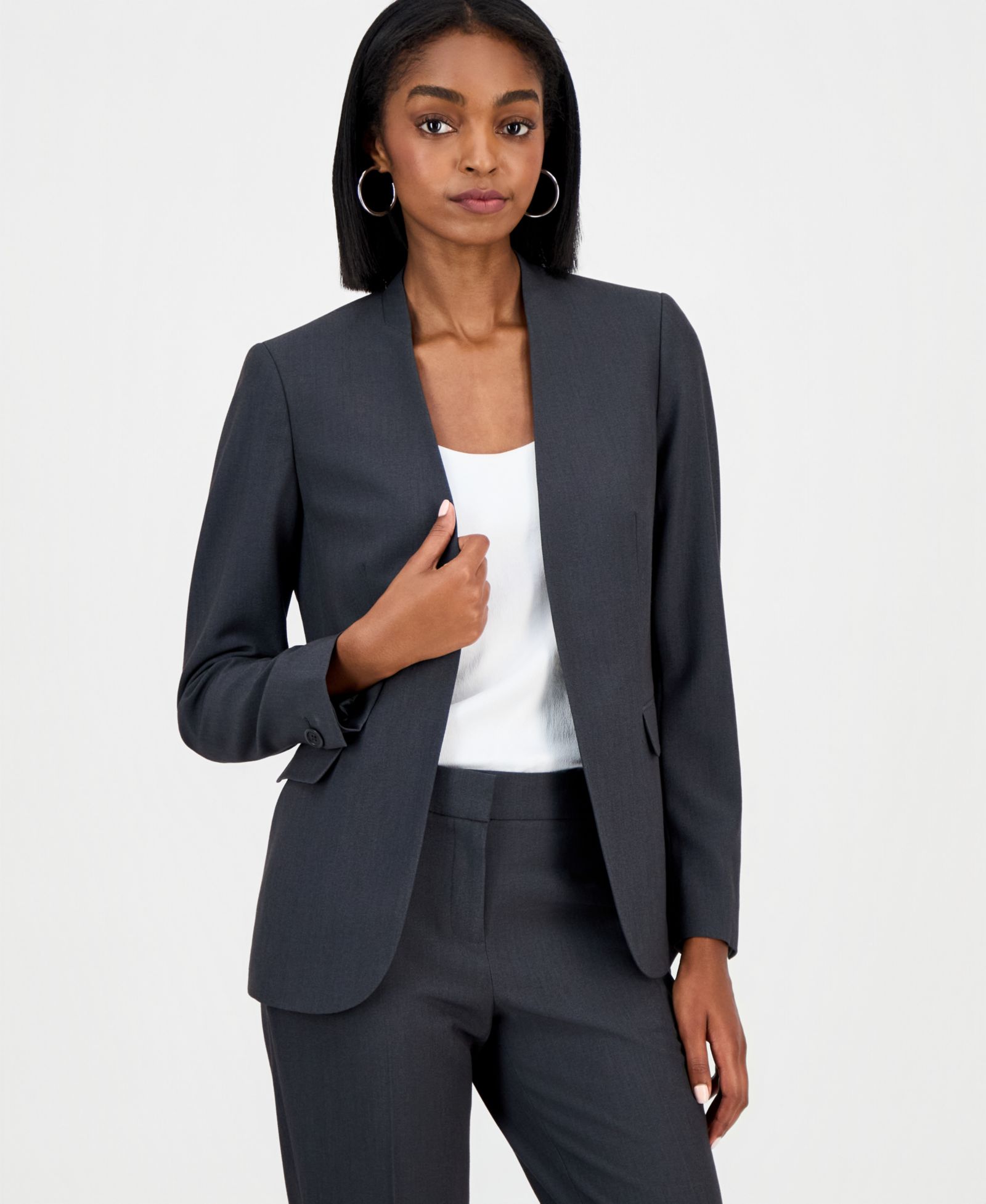 Bar III Women's Bi-Stretch Collarless Open-Front Blazer, Created for Macy's
