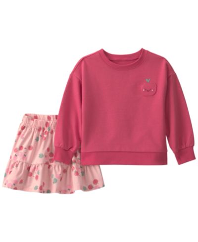 Carter's Toddler Girls' 2T-5T Apple French Terry Sweatshirt and Skort, 2-Piece Set