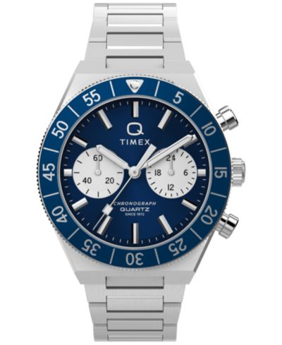 Мужские кварцевые часы Timex Chronograph Silver-Tone Stainless Steel 40mm