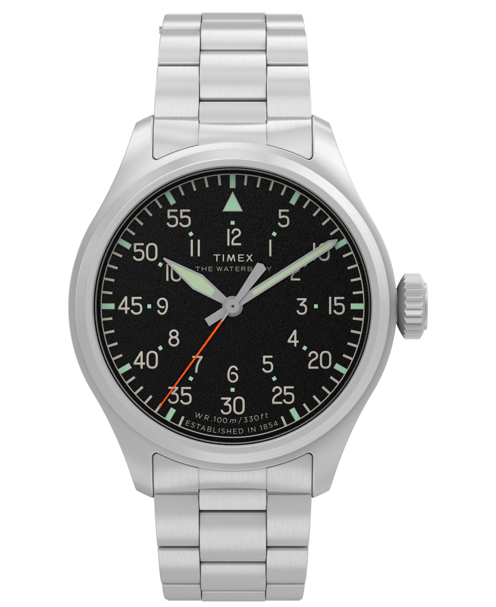 Мужские кварцевые аналоговые часы Timex Silver-Tone Stainless Steel 41mm