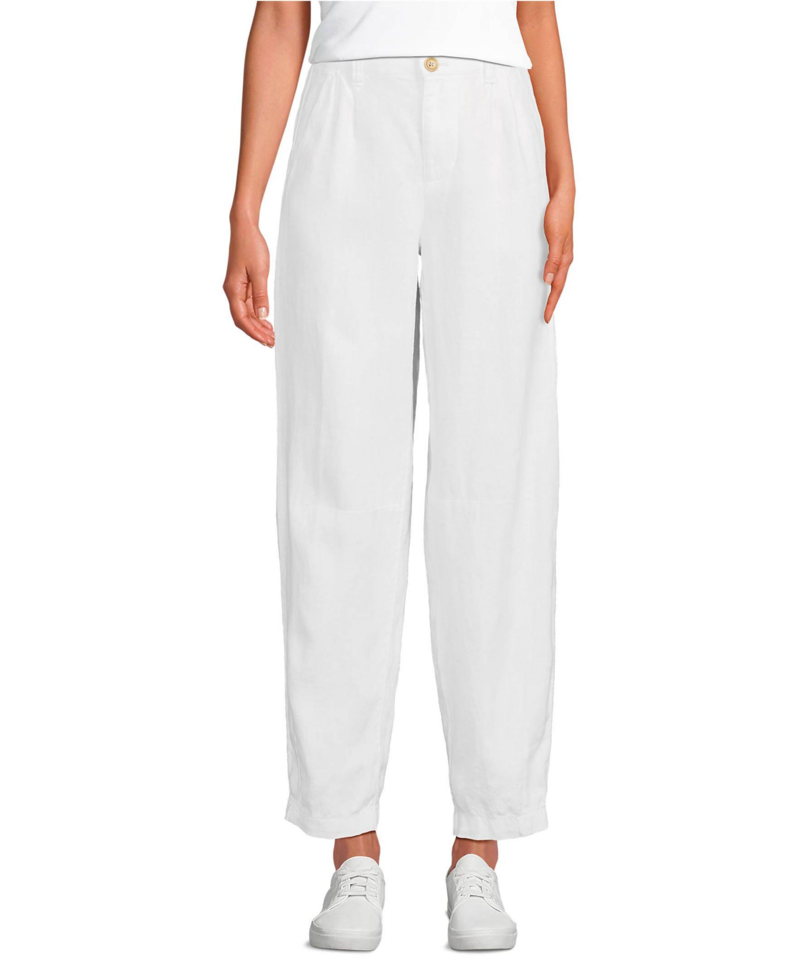 Женские брюки Lands' End Linen High Rise Pleated Barrel Leg