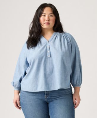 Levi's® Plus Size V-Neck Chambray Relaxed-Fit Reverie Cotton Top
