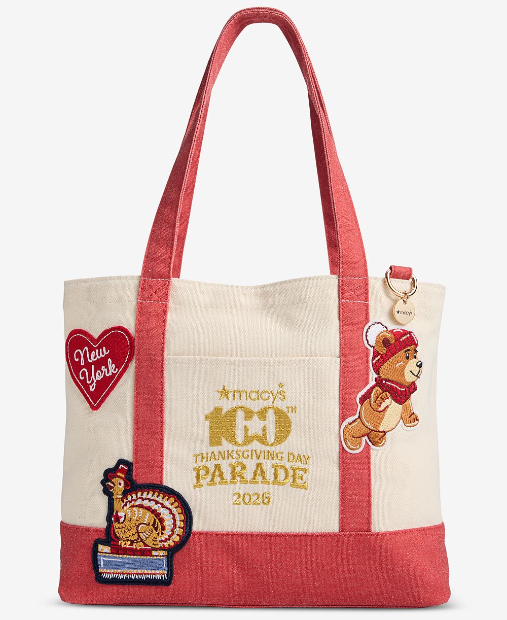 Macy's 100th Thanksgiving Day Parade Mini Balloon Character Patch Canvas Tote Bag, Macy's Exclusive
