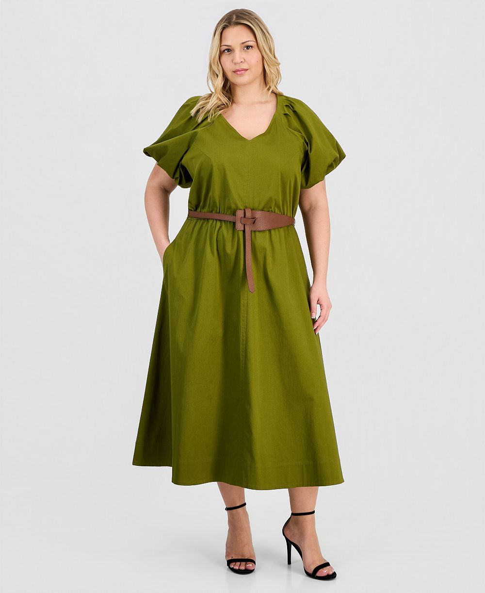 Женское платье Anne Klein Plus-Size Sateen V-Neck Midi
