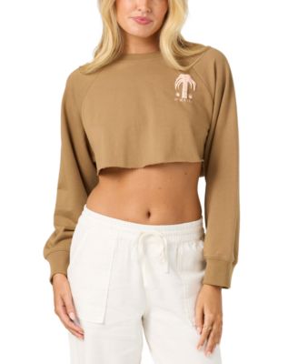 O'Neill Women's Palm Raw Edge Crop Fleece Crewneck Sweatshirt