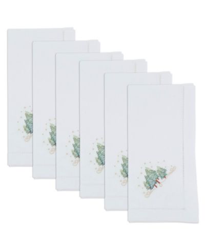 Набор хлопковых салфеток Saro Lifestyle Embroidered Holiday Tree, 6 шт.