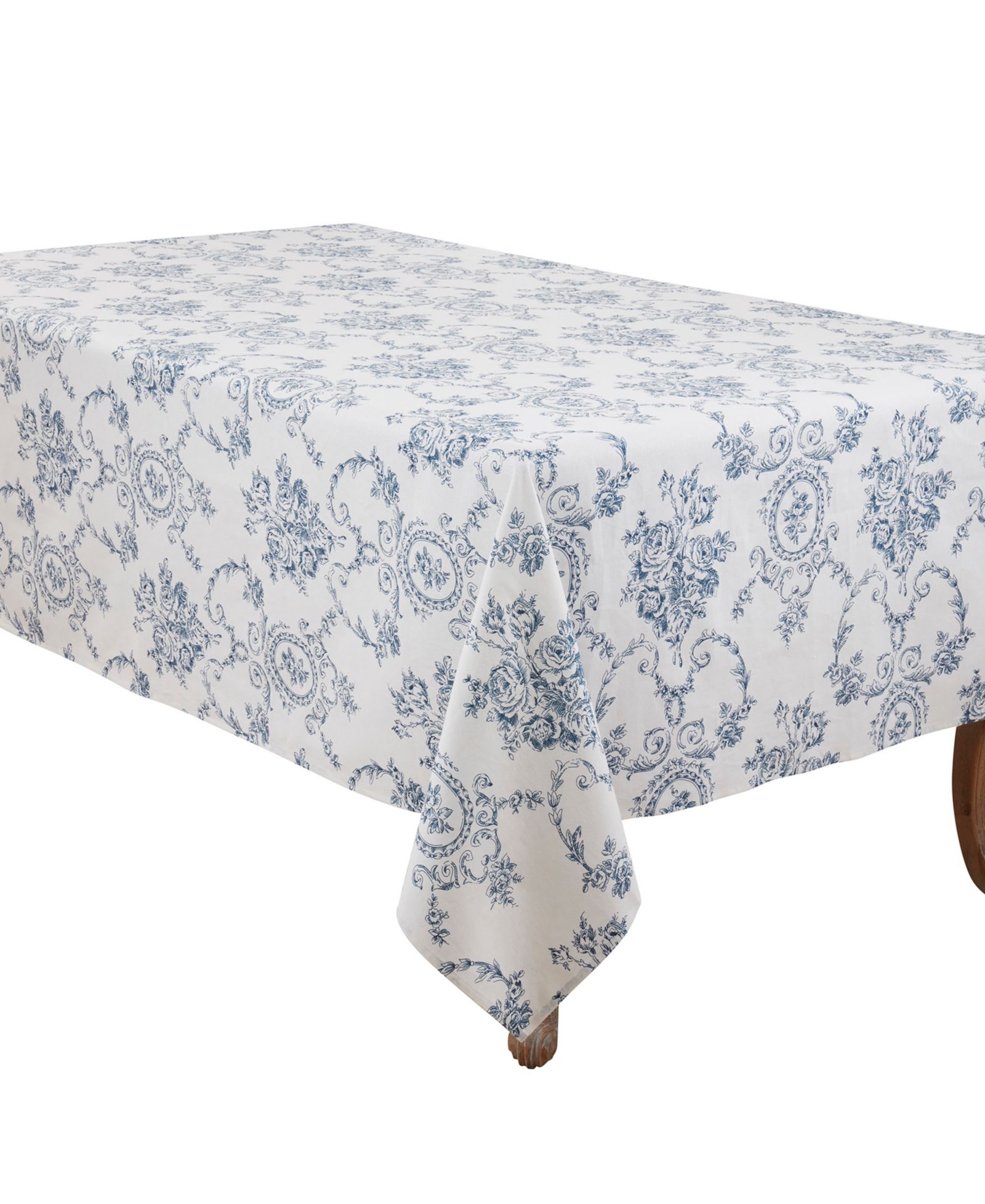 Saro Lifestyle Classic Toile Floral Linen Blend Tablecloth, 60" x 104"