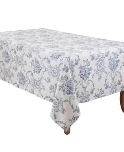 Скатерть Saro Lifestyle Classic Toile Floral из смеси льна, 60" x 90"