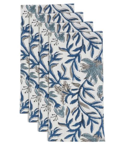 Saro Lifestyle Botanical Cotton Decorative Napkins, Set of 4