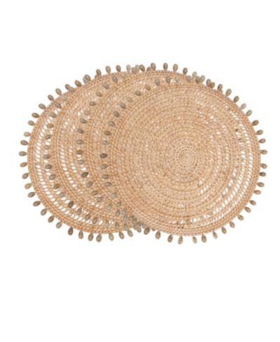 Подставки под тарелки Saro Lifestyle Rattan and Shell Beaded Set of 4