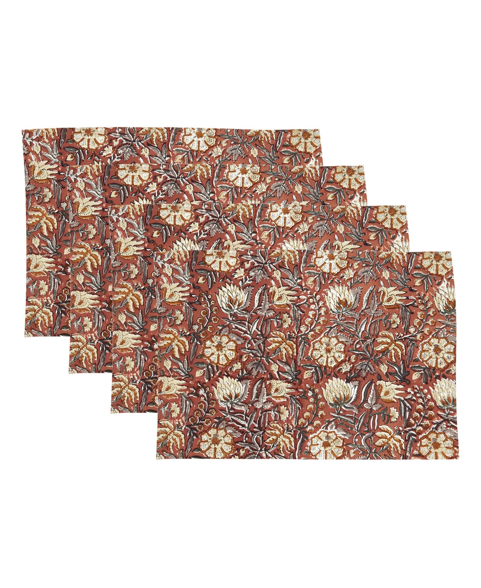 Хлопковые салфетки для стола Saro Lifestyle Autumn Botanical, набор 4 шт