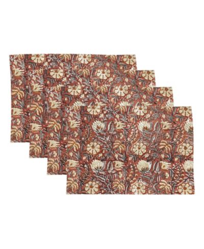 Хлопковые салфетки для стола Saro Lifestyle Autumn Botanical, набор 4 шт