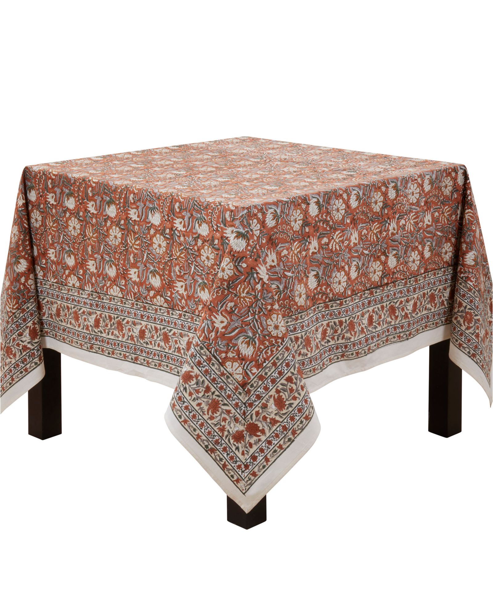 Saro Lifestyle Timeless Floral Cotton Tablecloth, 70" x 70"